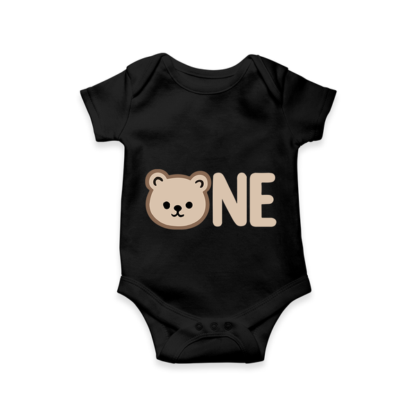 Little Bear Cuddle Character Printed Baby Romper - BLACK - New Born (Chest 14")