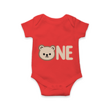 Little Bear Cuddle Character Printed Baby Romper - RED - New Born (Chest 14")