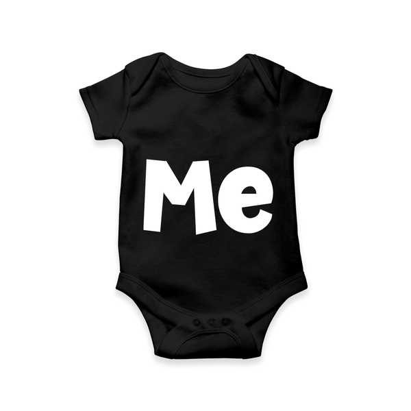 Tiny Me Minimal Typography Printed Baby Romper - BLACK - New Born (Chest 14")