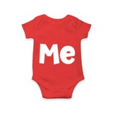 Tiny Me Minimal Typography Printed Baby Romper - RED - New Born (Chest 14")