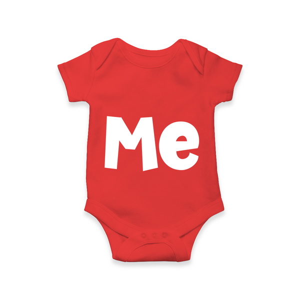 Tiny Me Minimal Typography Printed Baby Romper - RED - New Born (Chest 14")