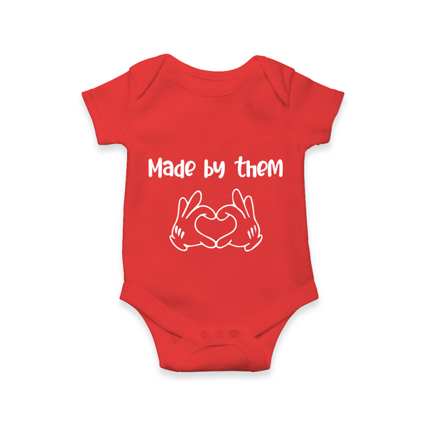 Made With Love Signature Printed Baby Romper - RED - New Born (Chest 14")