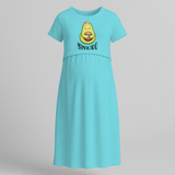 "Mamacado" - Printed Maternity Maxi Dress - BABY BLUE - Extra Small (Chest 32")