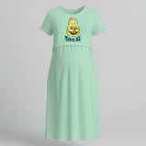"Mamacado" - Printed Maternity Maxi Dress - MINT GREEN - Extra Small (Chest 32")