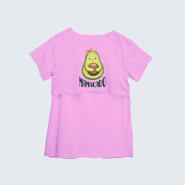 "Mamacado" - Printed Maternity T-shirt - LIGHT PINK - XS XS(Chest 32")