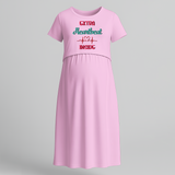"Extra Heartbeat Inside"- Comfort Fit Maternity Maxi Dress With Prints - BABY PINK - Extra Small (Chest 32")