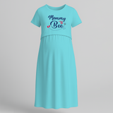 "Mommy To Bee"- Comfort Fit Maternity Maxi Dress With Prints - BABY BLUE - Extra Small (Chest 32")