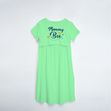 "Mommy To Bee"- Comfort Fit Maternity Maxi Dress With Prints - MINT GREEN - XS XS(Chest 32")