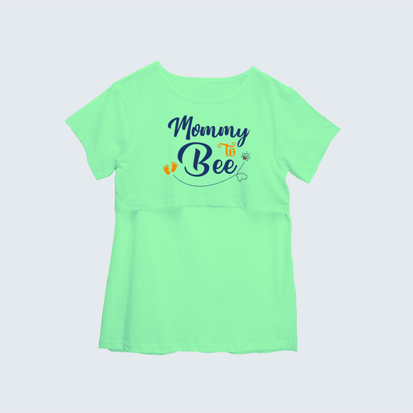 "Mommy To Bee"- Comfort Fit Maternity T-shirt With Prints - MINT GREEN - XS XS(Chest 32")