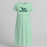 "Pregosaurus"- Comfort Fit Maternity Maxi Dress With Prints - MINT GREEN - Extra Small (Chest 32")