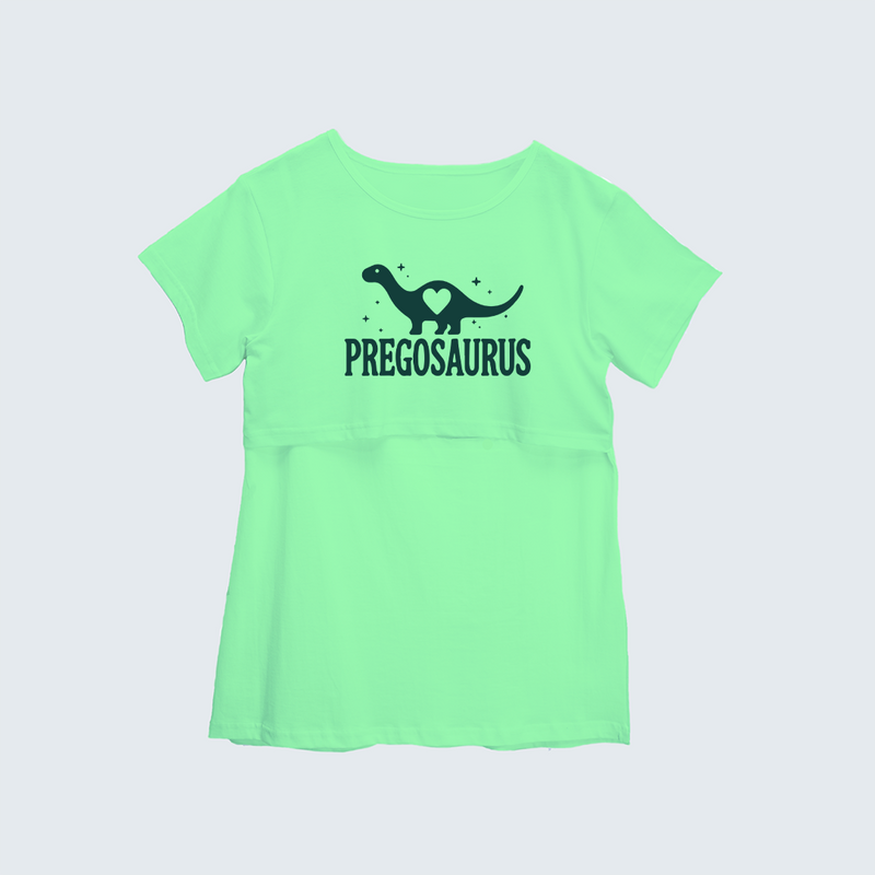 "Pregosaurus"- Comfort Fit Maternity T-shirt With Prints - MINT GREEN - XS XS(Chest 32")