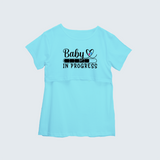 "Baby In Progress " - Comfort Fit Maternity T-shirt With Prints - AQUA BLUE - XS XS(Chest 32")