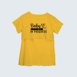 "Baby In Progress " - Comfort Fit Maternity T-shirt With Prints - YELLOW - XS XS(Chest 32")