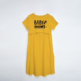 "Baby LoadingÉ.. " - Comfort Fit Maternity Maxi Dress With Prints - YELLOW - XS XS(Chest 32")