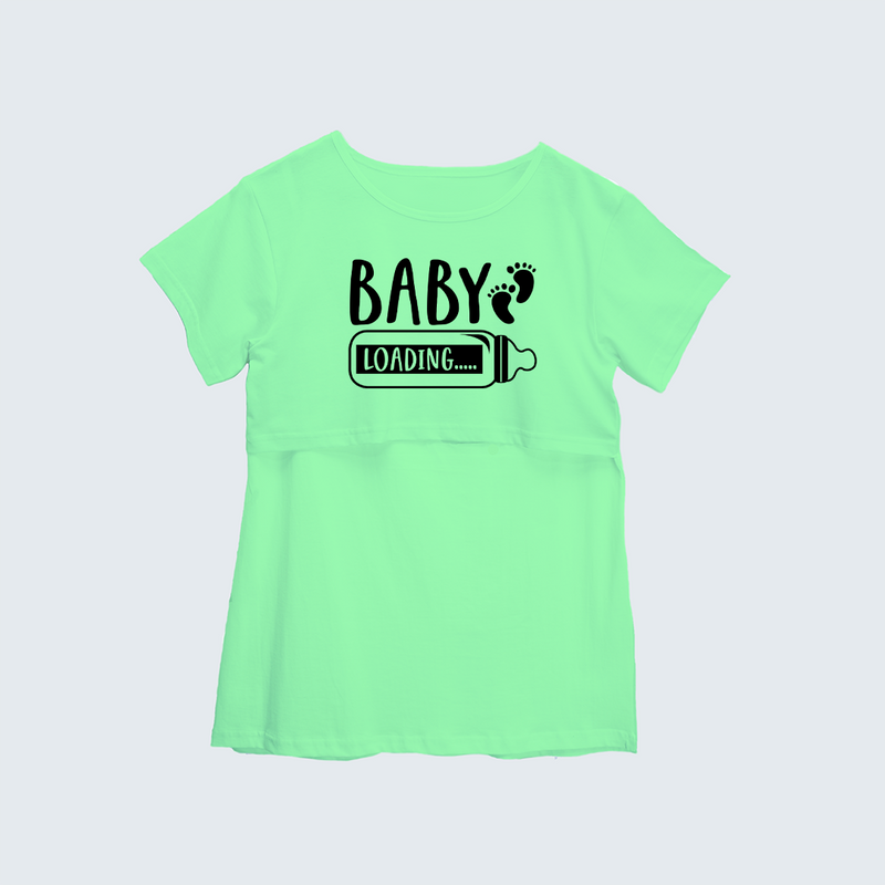 "Baby LoadingÉ.. " - Comfort Fit Maternity T-shirt With Prints - MINT GREEN - XS XS(Chest 32")