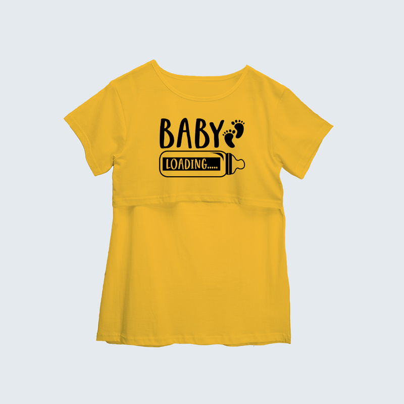 "Baby LoadingÉ.. " - Comfort Fit Maternity T-shirt With Prints - YELLOW - XS XS(Chest 32")