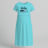 "Baby Loading Please Wait…. " - Comfort Fit Maternity Maxi Dress With Prints - BABY BLUE - Extra Small (Chest 32")