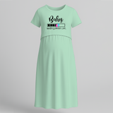 "Baby Loading Please Wait…. " - Comfort Fit Maternity Maxi Dress With Prints - MINT GREEN - Extra Small (Chest 32")