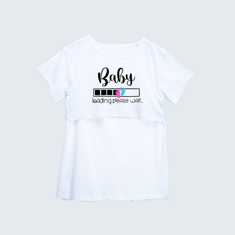 "Baby Loading Please WaitÉ. " - Comfort Fit Maternity T-shirt With Prints - WHITE - XS XS(Chest 32")