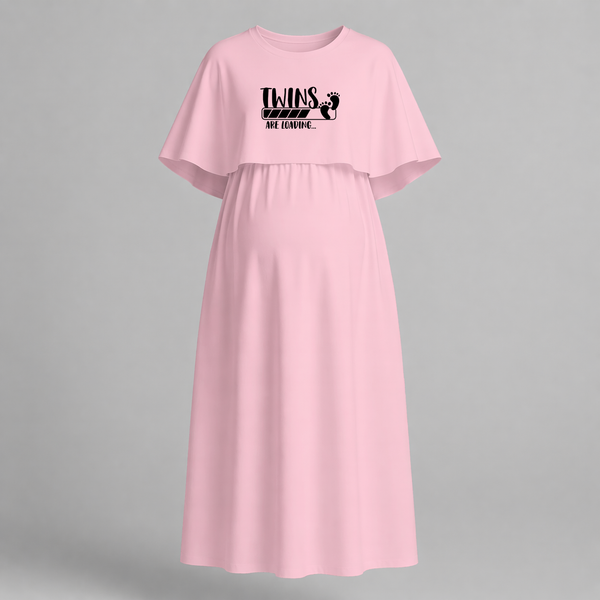 "Twins Are Loading…. "- Comfort Fit Maternity Maxi Dress With Prints