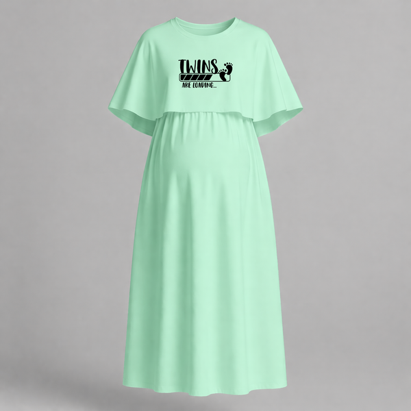 "Twins Are Loading…. "- Comfort Fit Maternity Maxi Dress With Prints