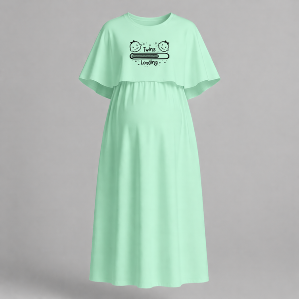 "Twins Loading…. "- Comfort Fit Maternity Maxi Dress With Prints