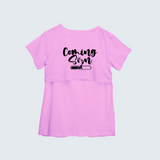 "Coming Soon "- Comfort Fit Maternity T-shirt With Prints - LIGHT PINK - XS XS(Chest 32")