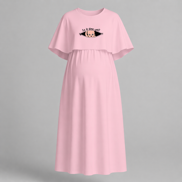 "Is It Time Yet? "- Comfort Fit Maternity Maxi Dress With Prints