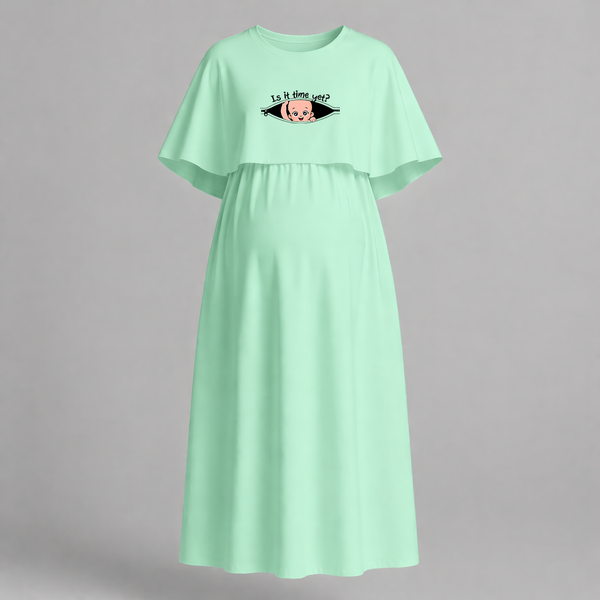 "Is It Time Yet? "- Comfort Fit Maternity Maxi Dress With Prints
