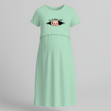 "Is It Time Yet? "- Comfort Fit Maternity Maxi Dress With Prints - MINT GREEN - Extra Small (Chest 32")