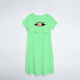 "Is It Time Yet? "- Comfort Fit Maternity Maxi Dress With Prints - MINT GREEN - XS XS(Chest 32")