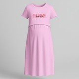 "Soon To Be Mommy "- Comfort Fit Maternity Maxi Dress With Prints - BABY PINK - Extra Small (Chest 32")