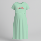 "Soon To Be Mommy "- Comfort Fit Maternity Maxi Dress With Prints - MINT GREEN - Extra Small (Chest 32")