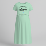"Promoted To Mommy "- Comfort Fit Maternity Maxi Dress With Prints - MINT GREEN - Extra Small (Chest 32")