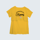 "Promoted To Mommy "- Comfort Fit Maternity T-shirt With Prints - YELLOW - XS XS(Chest 32")