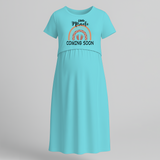 "Little Miracle Coming Soon "- Comfort Fit Maternity Maxi Dress With Prints - BABY BLUE - Extra Small (Chest 32")