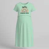 "Little Miracle Coming Soon "- Comfort Fit Maternity Maxi Dress With Prints - MINT GREEN - Extra Small (Chest 32")