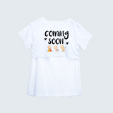 "Baby Coming Soon "- Comfort Fit Maternity T-shirt With Prints - WHITE - XS XS(Chest 32")