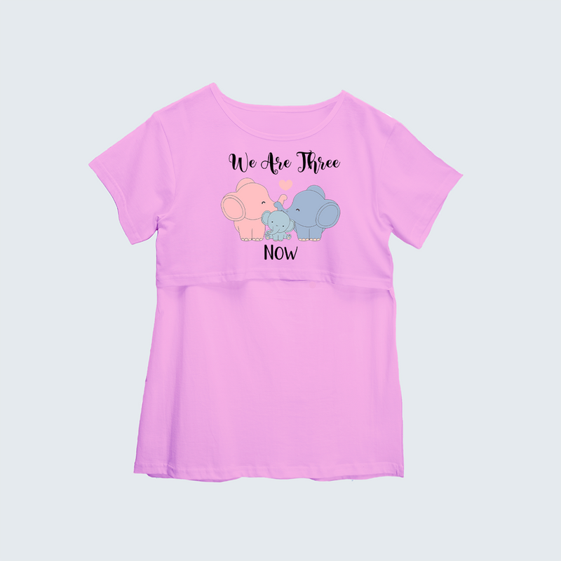 "We Are Three Now "- Comfort Fit Maternity T-shirt With Prints - LIGHT PINK - XS XS(Chest 32")