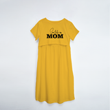 "Soon To Be Mom "- Comfort Fit Maternity Maxi Dress With Prints - YELLOW - XS XS(Chest 32")