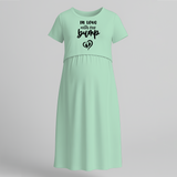"In Love With My Bump "- Comfort Fit Maternity Maxi Dress With Prints - MINT GREEN - Extra Small (Chest 32")