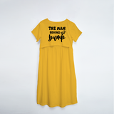 "The Man behind Bump "- Comfort Fit Maternity Maxi Dress With Prints - YELLOW - XS XS(Chest 32")