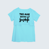 "The Man behind Bump "- Comfort Fit Maternity T-shirt With Prints - AQUA BLUE - XS XS(Chest 32")