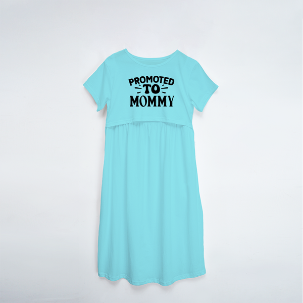 "Promoted-To-Mommy"- Comfort Fit Maternity Maxi Dress With Prints - AQUA BLUE - XS XS(Chest 32")