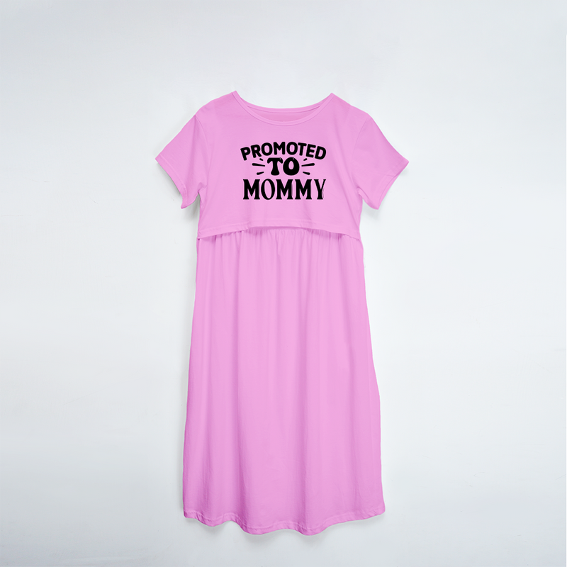 "Promoted-To-Mommy"- Comfort Fit Maternity Maxi Dress With Prints - LIGHT PINK - XS XS(Chest 32")