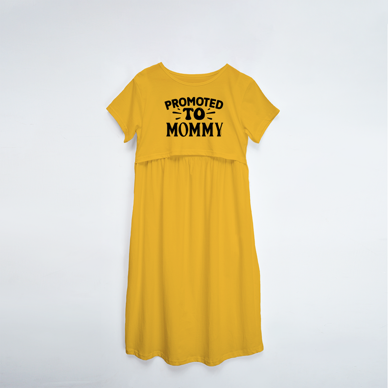 "Promoted-To-Mommy"- Comfort Fit Maternity Maxi Dress With Prints - YELLOW - XS XS(Chest 32")
