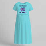"Leveled Up To Mommy "- Comfort Fit Maternity Maxi Dress With Prints - BABY BLUE - Extra Small (Chest 32")