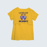 "Leveled Up To Mommy "- Comfort Fit Maternity T-shirt With Prints - YELLOW - XS XS(Chest 32")