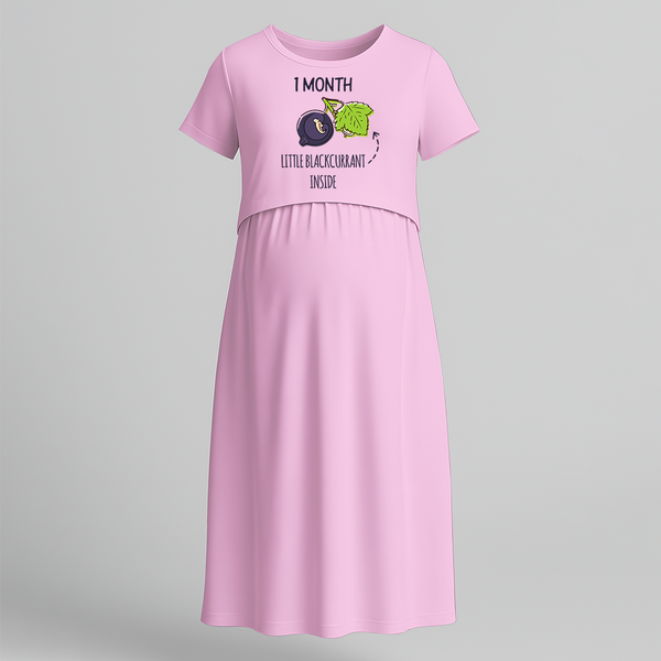 "1 Month"- Comfort Fit Maternity Maxi Dress With Prints - BABY PINK - Extra Small (Chest 32")