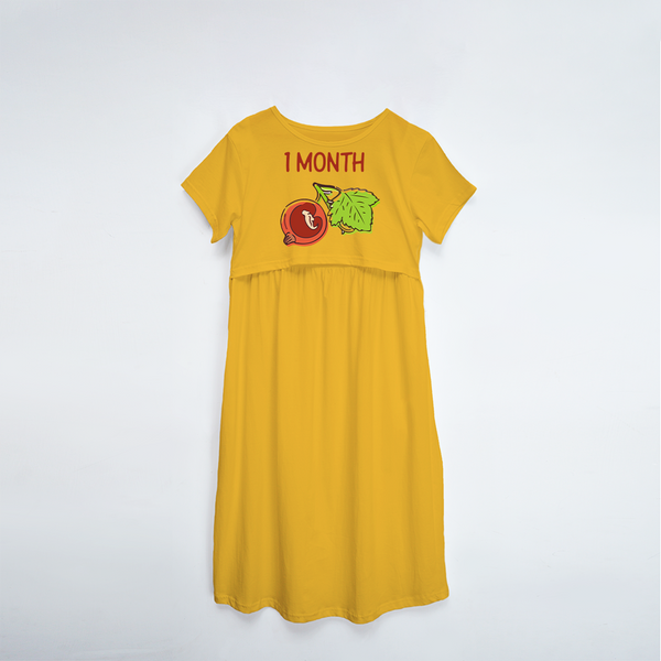 "1 Month"- Comfort Fit Maternity Maxi Dress With Prints - YELLOW - XS XS(Chest 32")